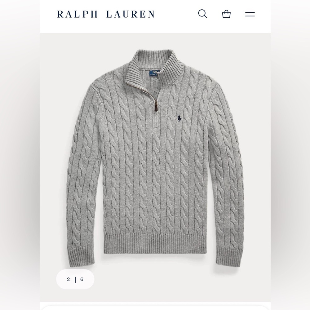 Ralph Lauren Men’s Cable-Knit Cotton Quarter-Zip Sweater
